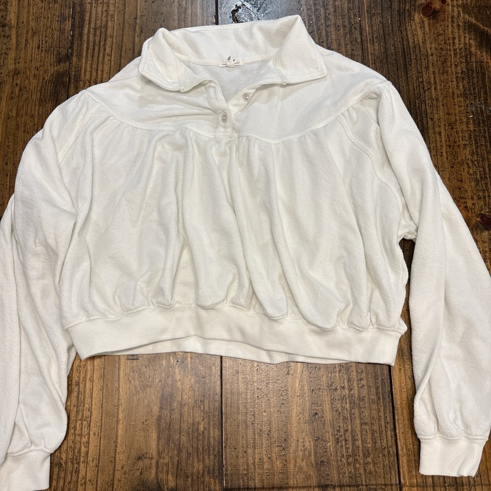 Aerie Cream Collared Sweatshirt